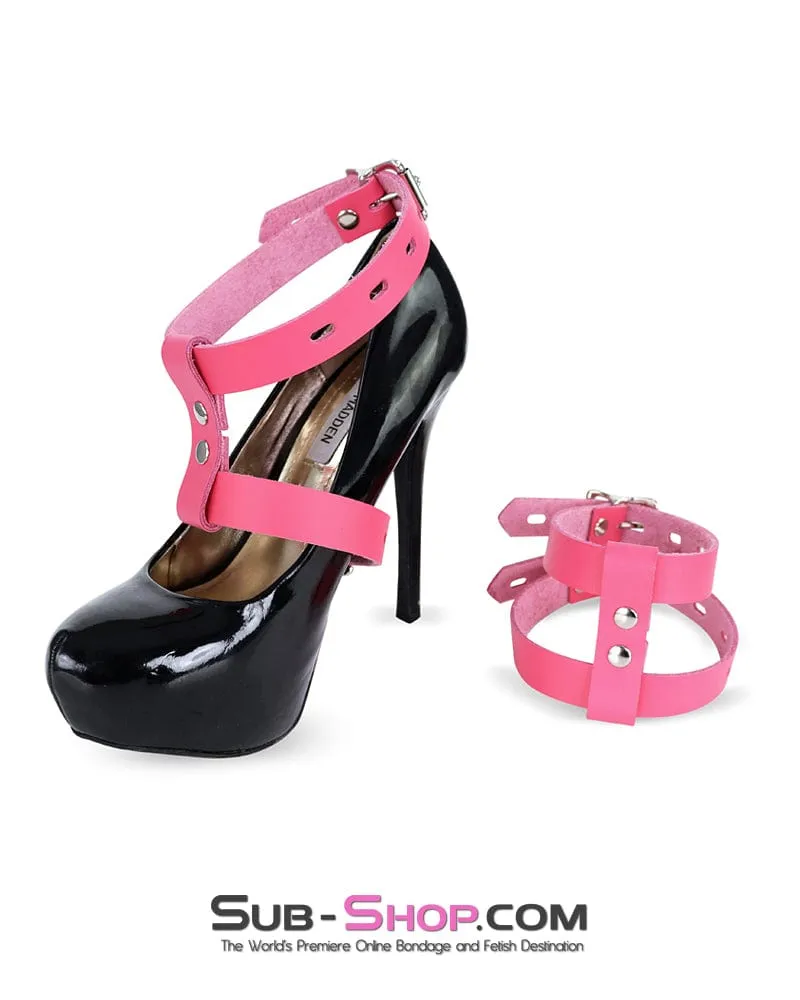 0224A      Pink Locking High Heel Shoe Cuffs