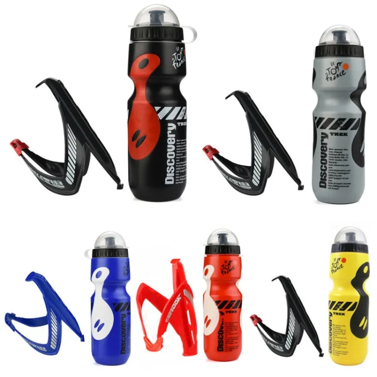 650ml Mountain Bike Water Bottle Set Outdoor Cycling Sports Bottle With V-shaped Holder Cage(Black)