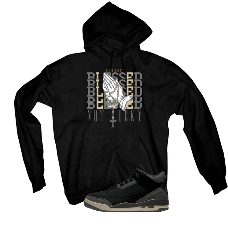 A Ma Maniere x Air Jordan 3 Black Black T-Shirt (Blessed not lucky)| illcurrency