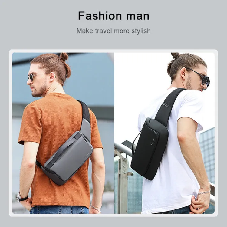 BANGE Sports Leisure Chest Bag Business Waist Bag Trendy Fashion Messenger Bag Shoulder Bag (Grey)