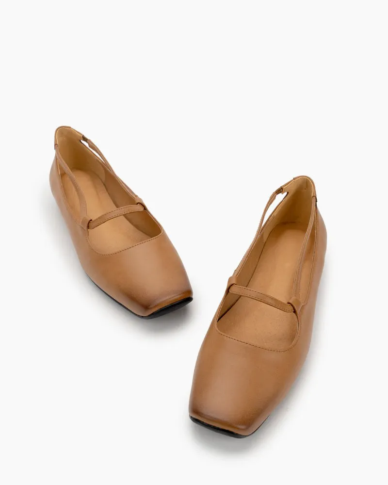 (Clean Up - US 8.5) Comfort Slip on Flat Ballerina Square Toe Ballet Loafers