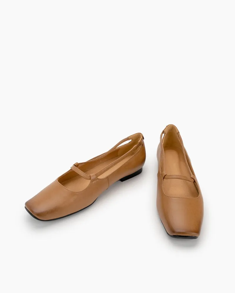(Clean Up - US 8.5) Comfort Slip on Flat Ballerina Square Toe Ballet Loafers