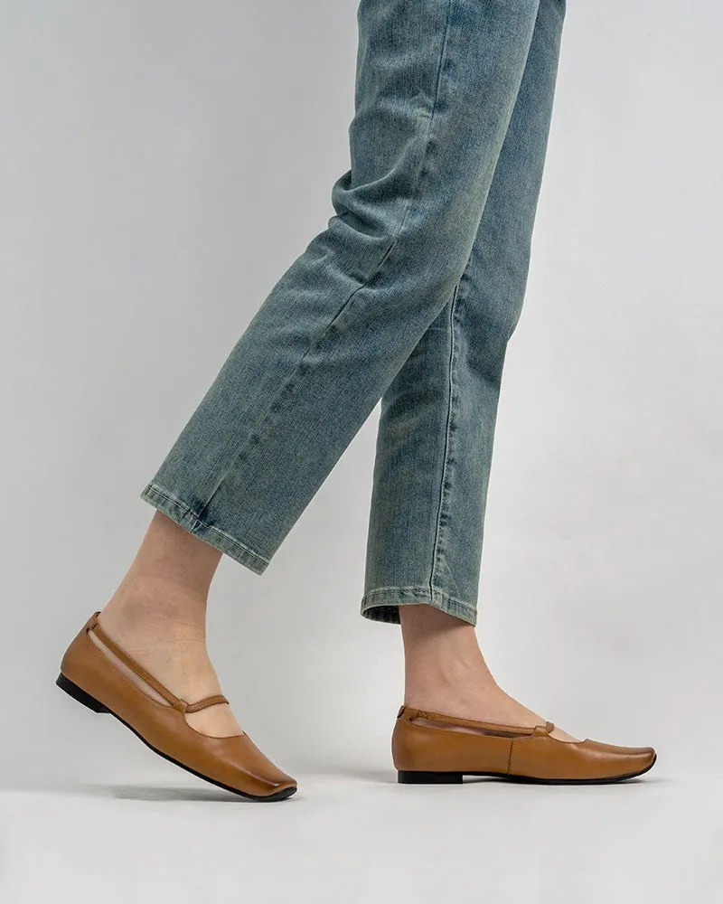 (Clean Up - US 8.5) Comfort Slip on Flat Ballerina Square Toe Ballet Loafers