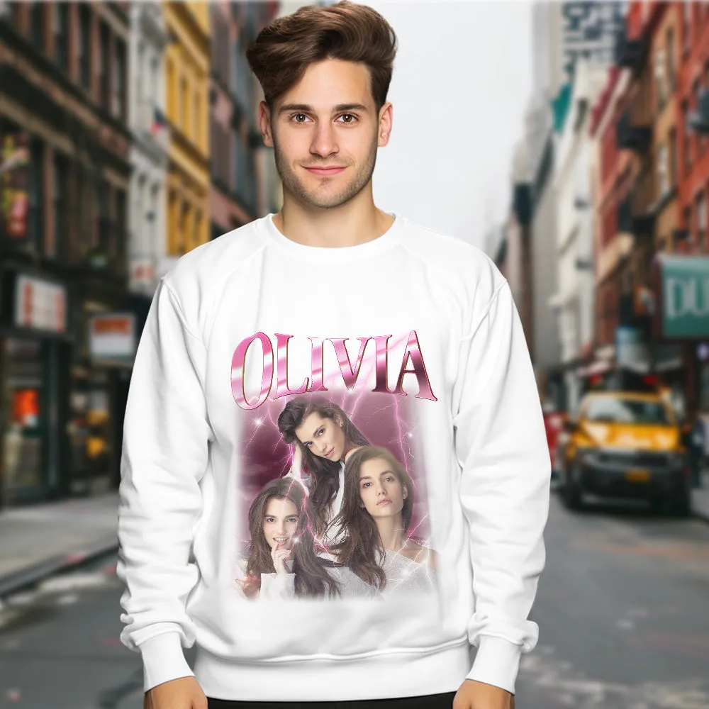 Custom Photo and Text Hoodie Personalised Photo Gift Unisex Personality Vintage Lightning Sweatshirt