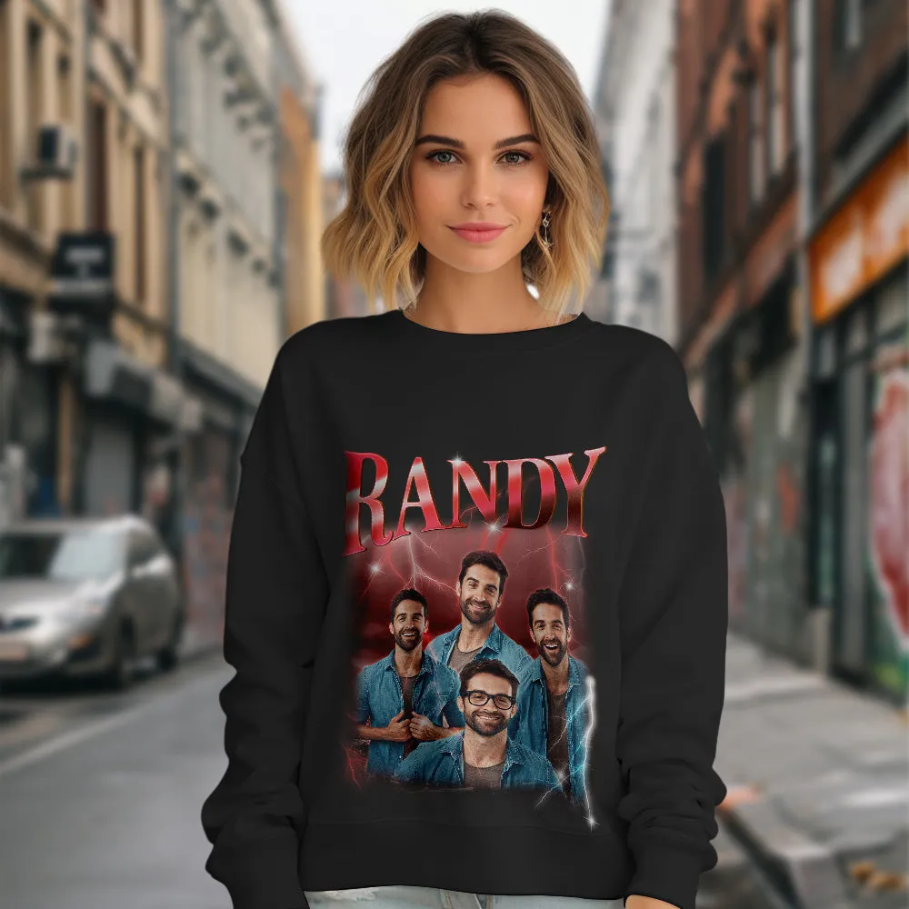 Custom Photo and Text Hoodie Personalised Photo Gift Unisex Personality Vintage Lightning Sweatshirt