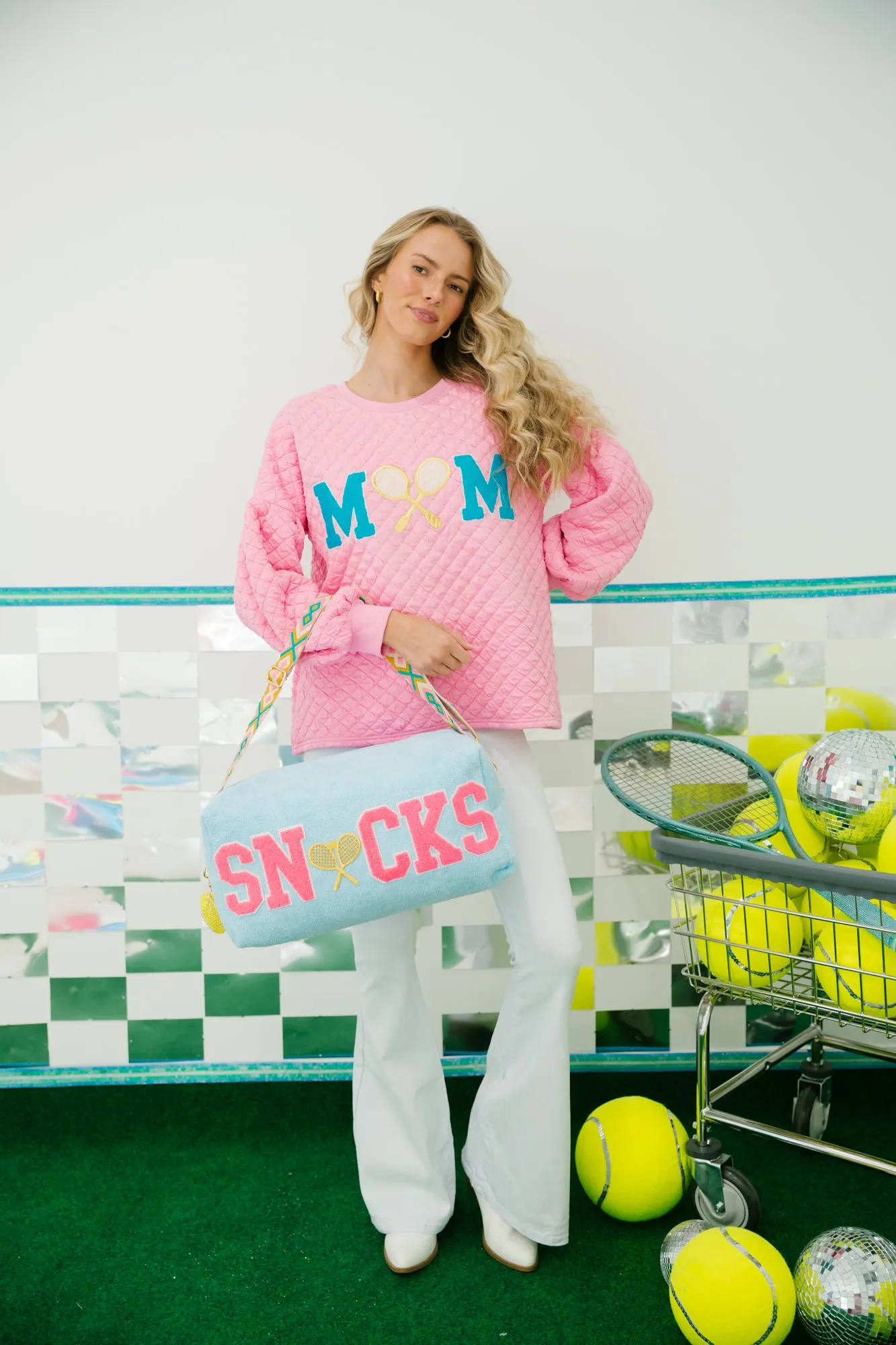 TENNIS MOM QUILTED PULLOVER